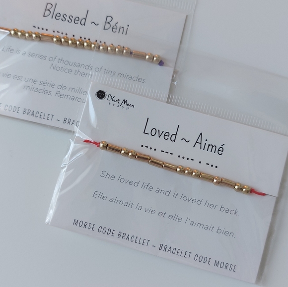 NWT | 2 pack BLUE MOON BEADS MORSE CODE BRACELETS - Picture 1 of 4
